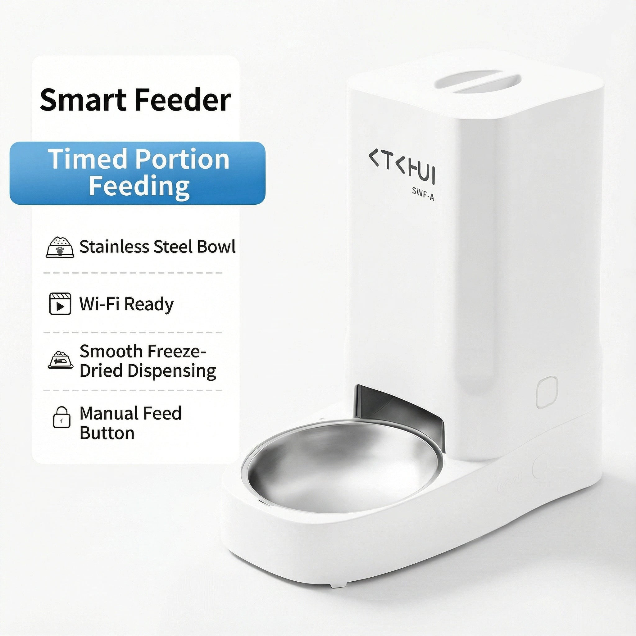 Smart WiFi Automatic Cat Feeder - 4L with Stainless Steel Bowl