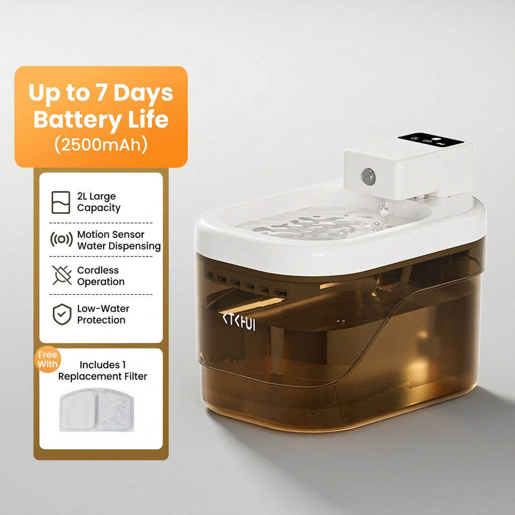 Wireless Ultra-Quiet 2L Cat Water Fountain - Motion Sensor & Battery Operated Secondary image