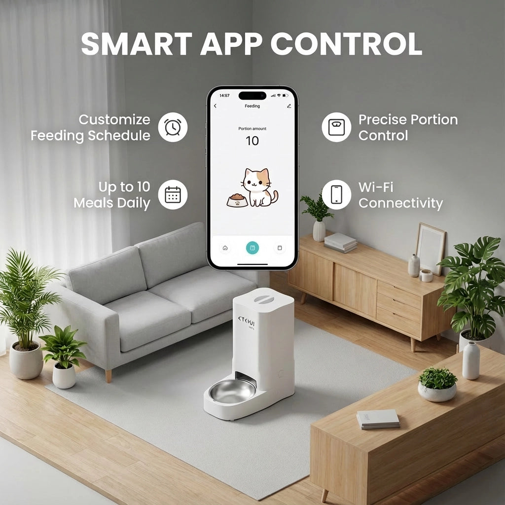 Smart WiFi Automatic Cat Feeder - 4L with Stainless Steel Bowl Secondary image